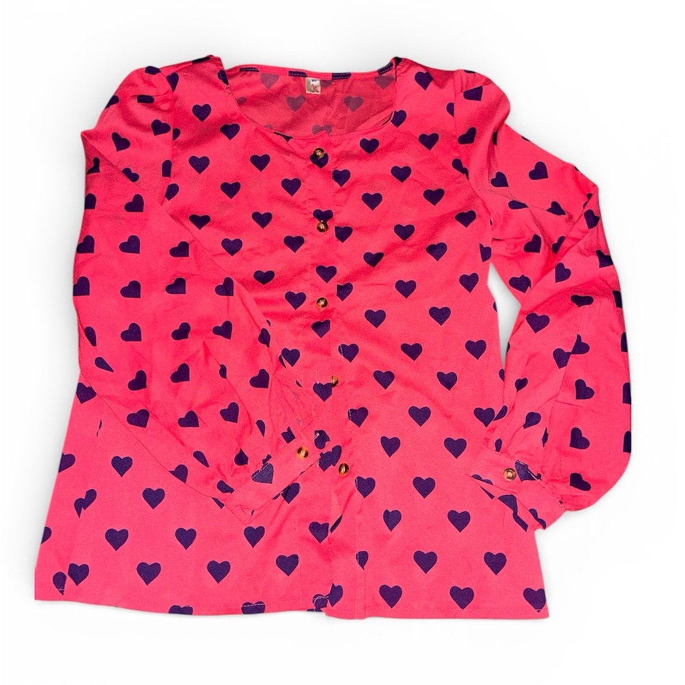Heart Patterned Pink Blouse